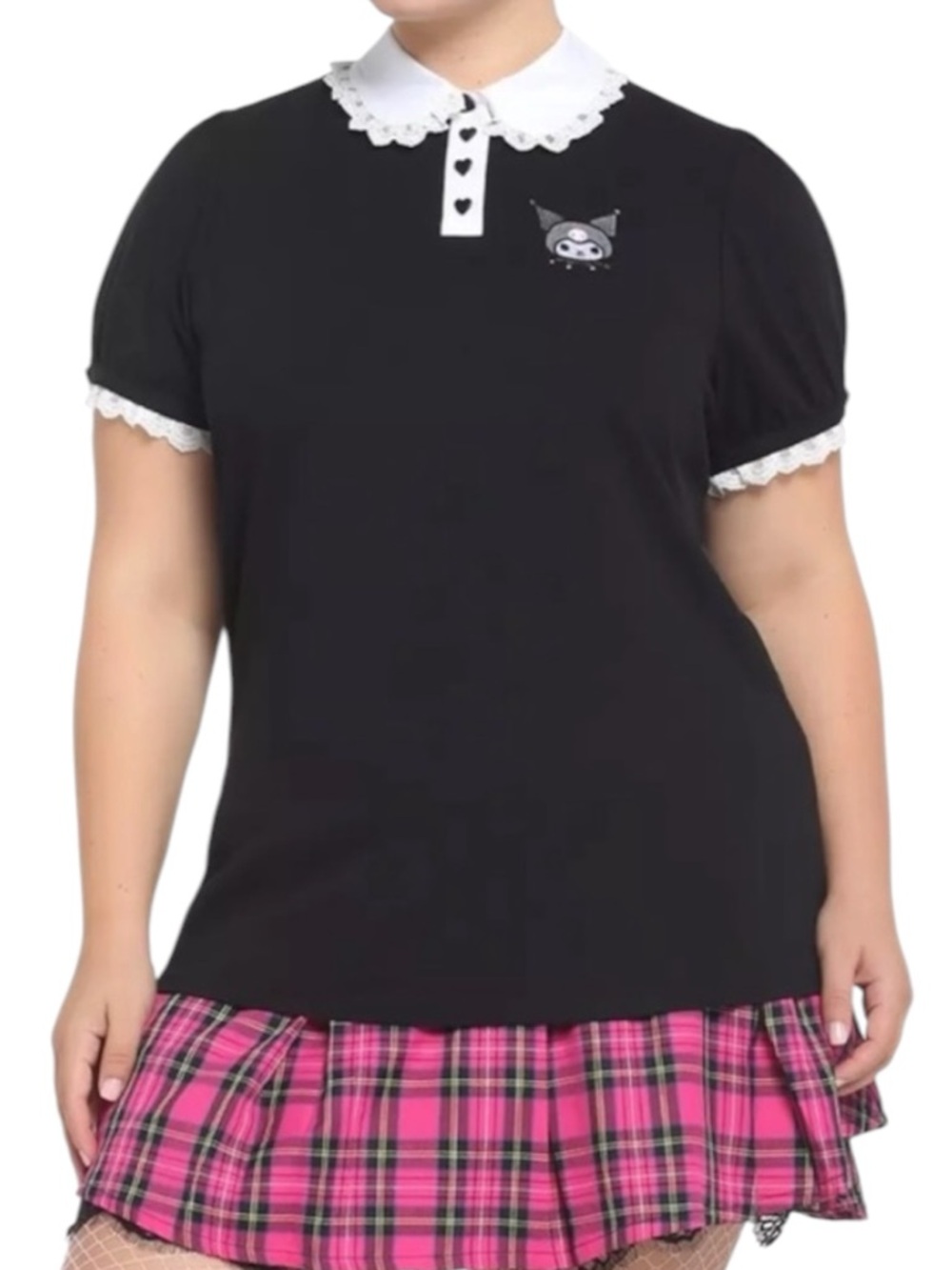 Hot Topic Sanrio Kuromi Lace Collared Short Sleeve Top Size Medium
